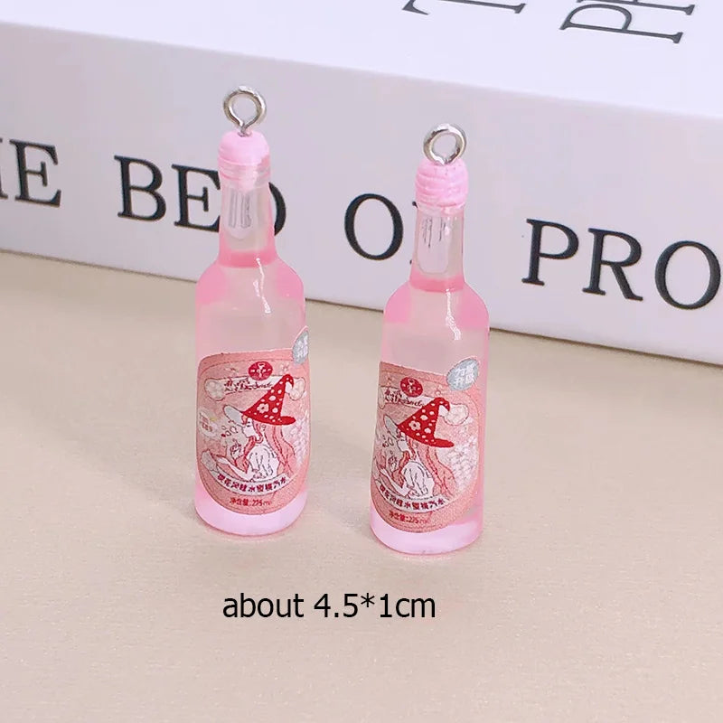 10pcs/lot Popular Coconut Wine Bottle Resin Charms Cute Miniature DIY Craft Pendant For Earring Fashion Jewelry