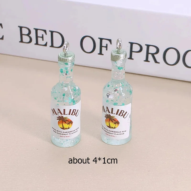 10pcs/lot Popular Coconut Wine Bottle Resin Charms Cute Miniature DIY Craft Pendant For Earring Fashion Jewelry