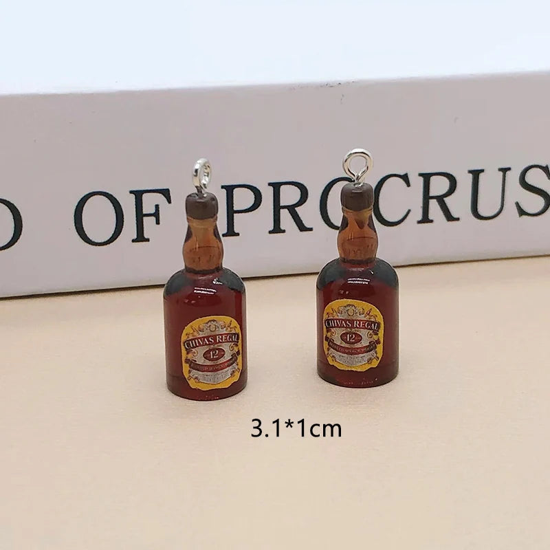 10pcs/lot Popular Coconut Wine Bottle Resin Charms Cute Miniature DIY Craft Pendant For Earring Fashion Jewelry