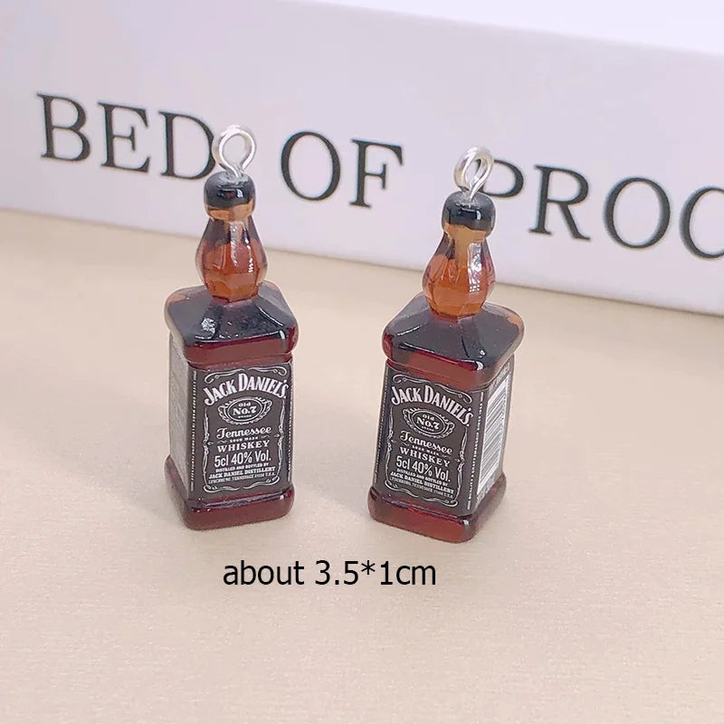 10pcs/lot Popular Coconut Wine Bottle Resin Charms Cute Miniature DIY Craft Pendant For Earring Fashion Jewelry