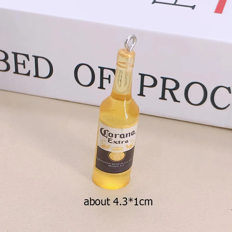 10pcs/lot Popular Coconut Wine Bottle Resin Charms Cute Miniature DIY Craft Pendant For Earring Fashion Jewelry