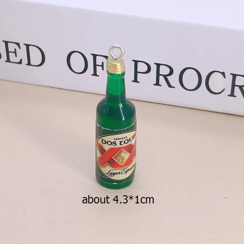 10pcs/lot Popular Coconut Wine Bottle Resin Charms Cute Miniature DIY Craft Pendant For Earring Fashion Jewelry