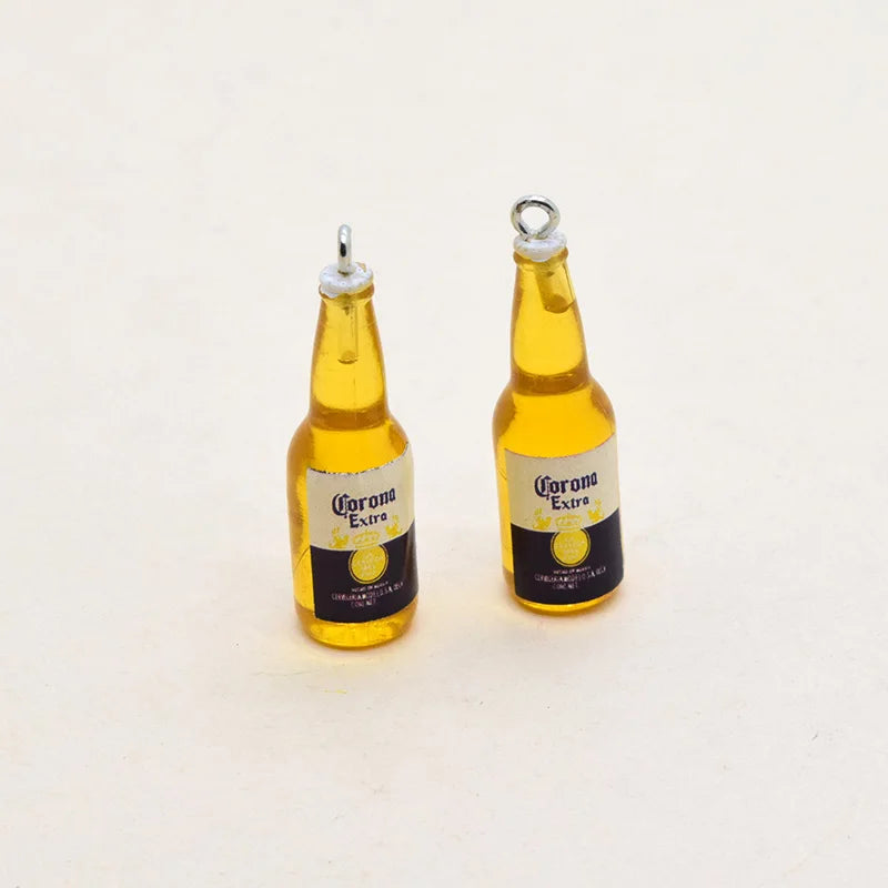 10pcs/lot Popular Coconut Wine Bottle Resin Charms Cute Miniature DIY Craft Pendant For Earring Fashion Jewelry