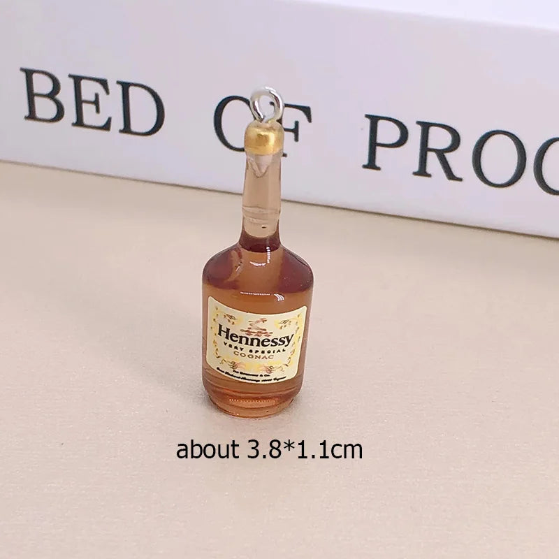 10pcs/lot Popular Coconut Wine Bottle Resin Charms Cute Miniature DIY Craft Pendant For Earring Fashion Jewelry