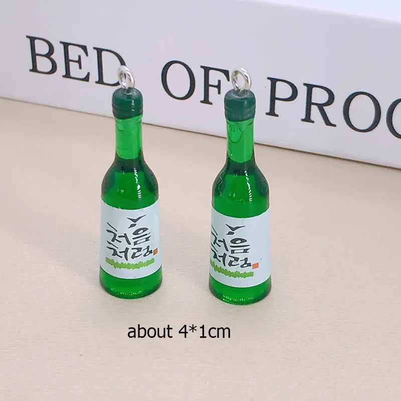 10pcs/lot Popular Coconut Wine Bottle Resin Charms Cute Miniature DIY Craft Pendant For Earring Fashion Jewelry