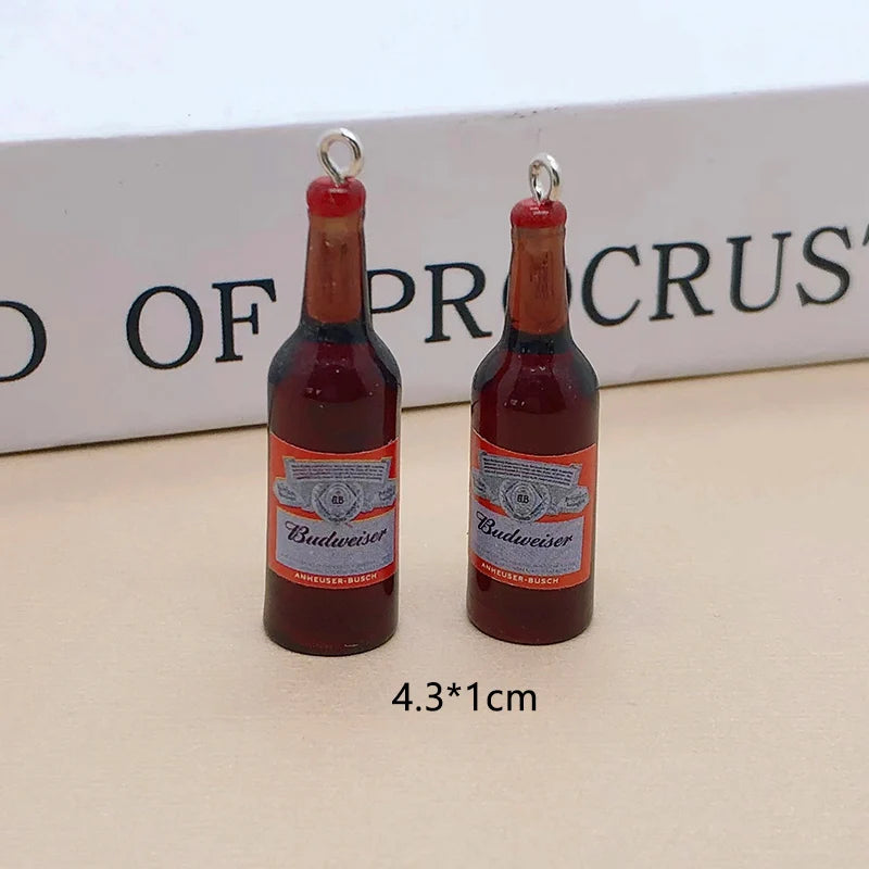 10pcs/lot Popular Coconut Wine Bottle Resin Charms Cute Miniature DIY Craft Pendant For Earring Fashion Jewelry