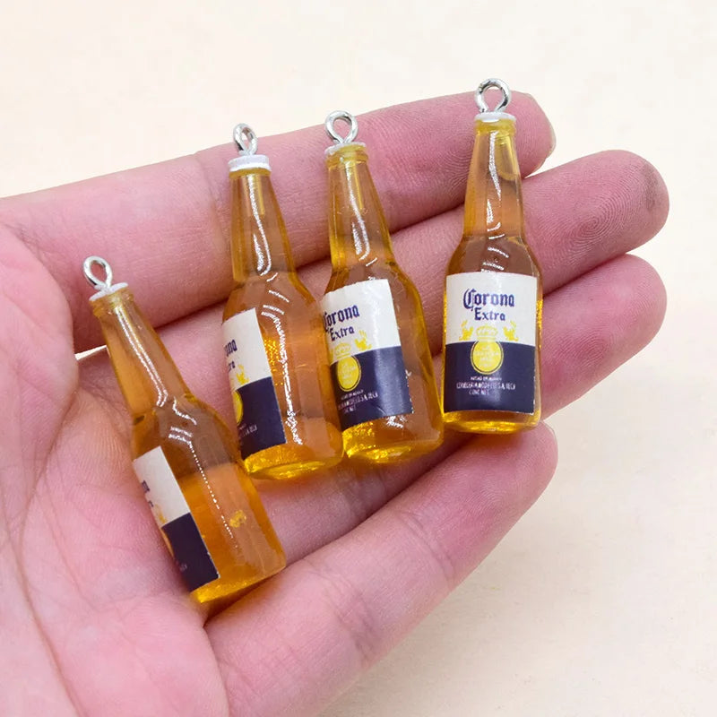 10pcs/lot Popular Coconut Wine Bottle Resin Charms Cute Miniature DIY Craft Pendant For Earring Fashion Jewelry