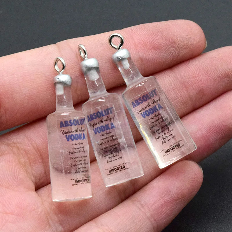 10pcs/lot Popular Coconut Wine Bottle Resin Charms Cute Miniature DIY Craft Pendant For Earring Fashion Jewelry