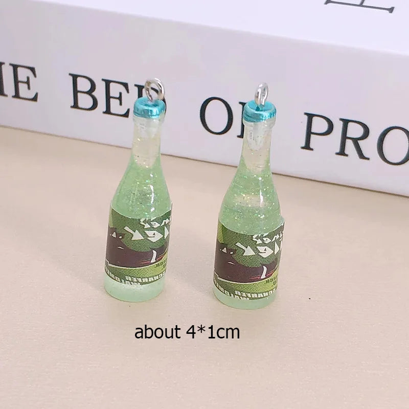 10pcs/lot Popular Coconut Wine Bottle Resin Charms Cute Miniature DIY Craft Pendant For Earring Fashion Jewelry