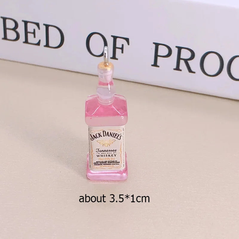 10pcs/lot Popular Coconut Wine Bottle Resin Charms Cute Miniature DIY Craft Pendant For Earring Fashion Jewelry