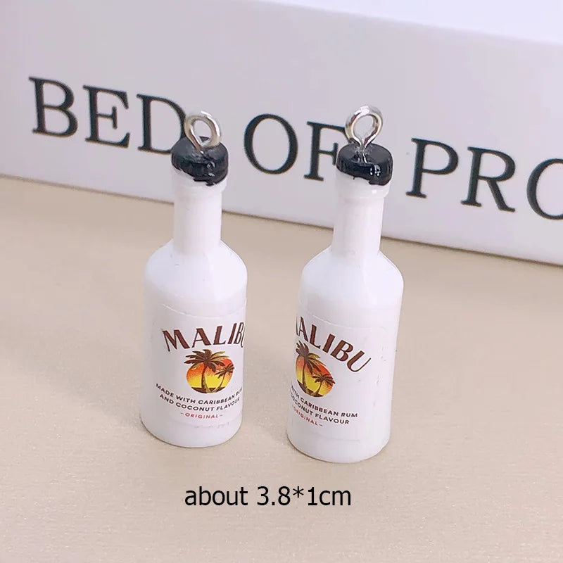 10pcs/lot Popular Coconut Wine Bottle Resin Charms Cute Miniature DIY Craft Pendant For Earring Fashion Jewelry