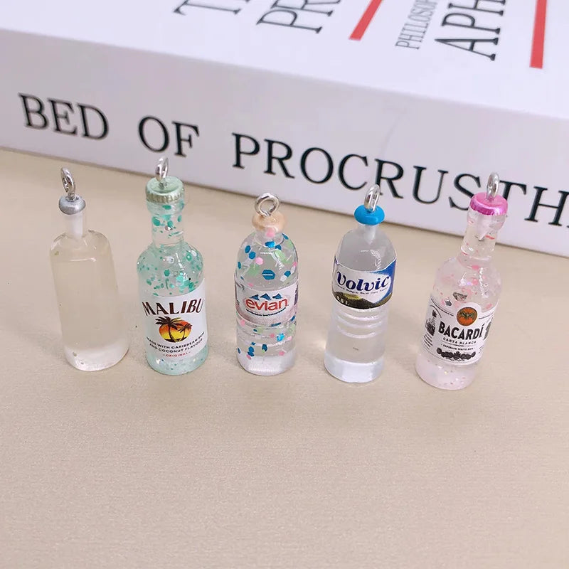 10pcs/lot Popular Coconut Wine Bottle Resin Charms Cute Miniature DIY Craft Pendant For Earring Fashion Jewelry