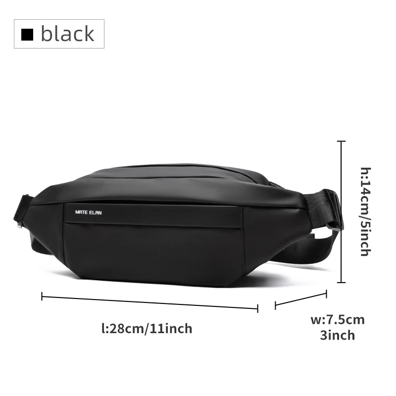 Premium Waterproof Crossbody Bag with Magnetic Buckle - Stylish Black Sling Bag for Men, Ideal for Travel and Sports